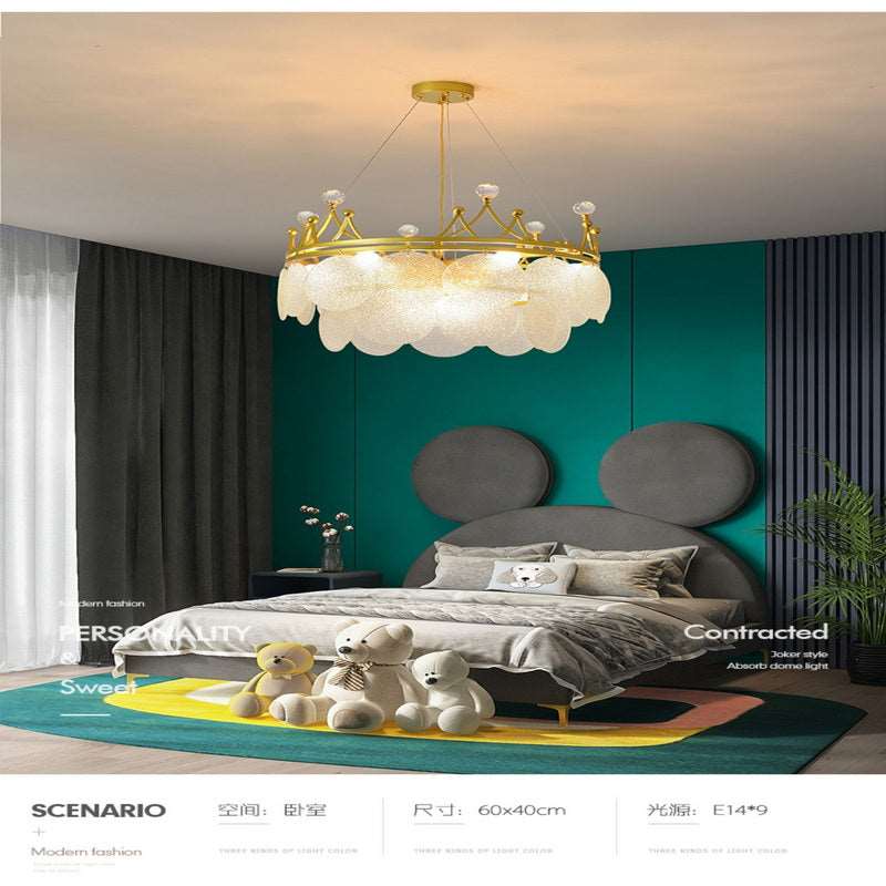 French all -copper living room chandelier American retro bedroom restaurant lights Italian light luxury lamp creative crystal chandelier