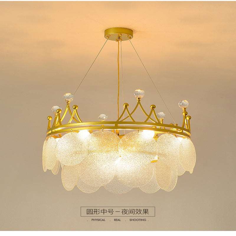 French all -copper living room chandelier American retro bedroom restaurant lights Italian light luxury lamp creative crystal chandelier