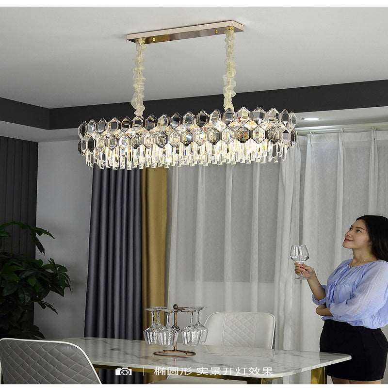 French all -copper living room chandelier American retro bedroom restaurant lights Italian light luxury lamp creative crystal chandelier