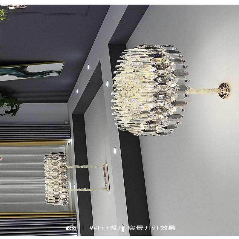 French all -copper living room chandelier American retro bedroom restaurant lights Italian light luxury lamp creative crystal chandelier