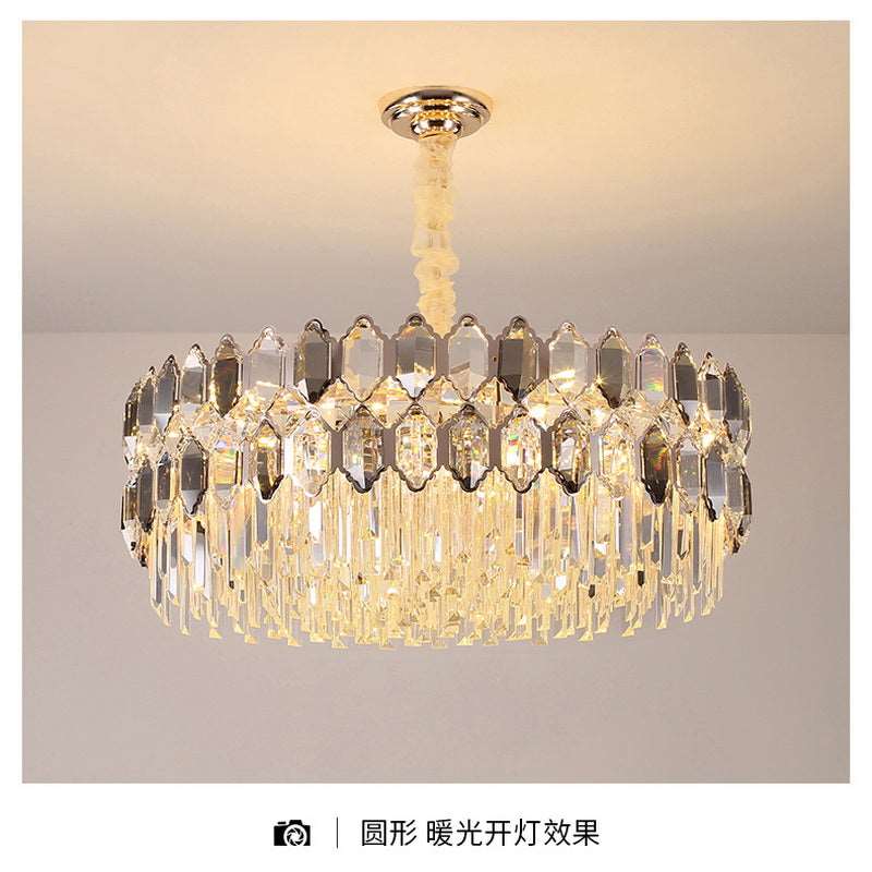 French all -copper living room chandelier American retro bedroom restaurant lights Italian light luxury lamp creative crystal chandelier