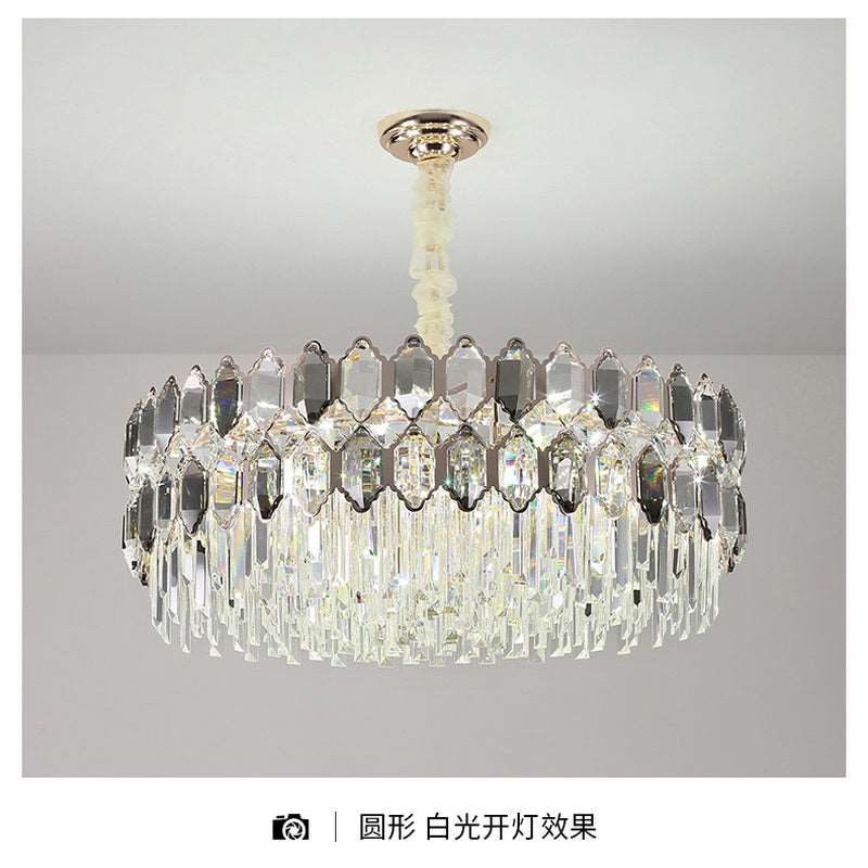 French all -copper living room chandelier American retro bedroom restaurant lights Italian light luxury lamp creative crystal chandelier