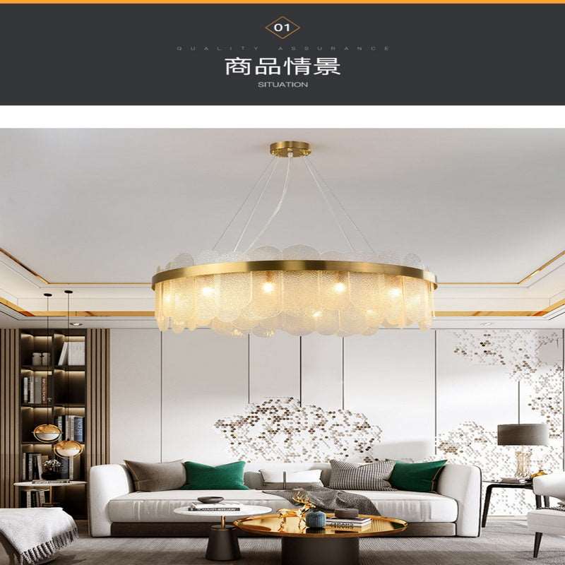 French all -copper living room chandelier American retro bedroom restaurant lights Italian light luxury lamp creative crystal chandelier