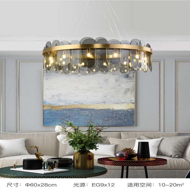 French all -copper living room chandelier American retro bedroom restaurant lights Italian light luxury lamp creative crystal chandelier