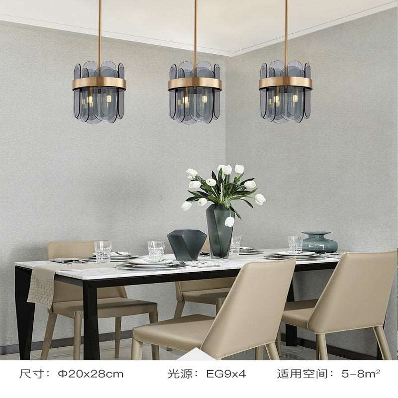 French all -copper living room chandelier American retro bedroom restaurant lights Italian light luxury lamp creative crystal chandelier