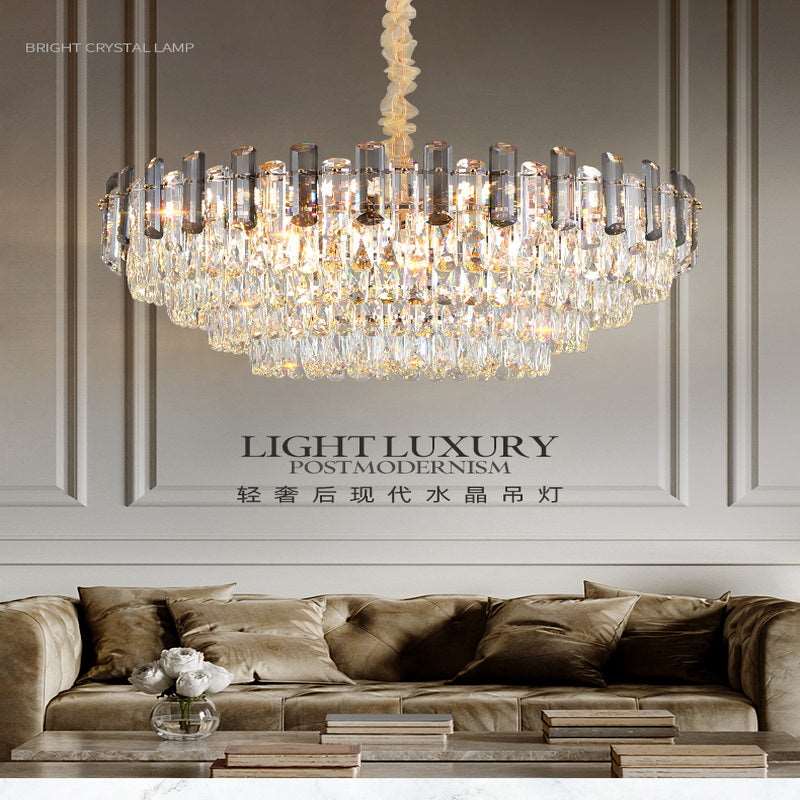 French all -copper living room chandelier American retro bedroom restaurant lights Italian light luxury lamp creative crystal chandelier