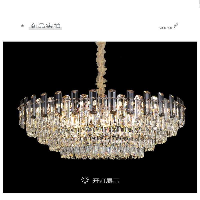 French all -copper living room chandelier American retro bedroom restaurant lights Italian light luxury lamp creative crystal chandelier