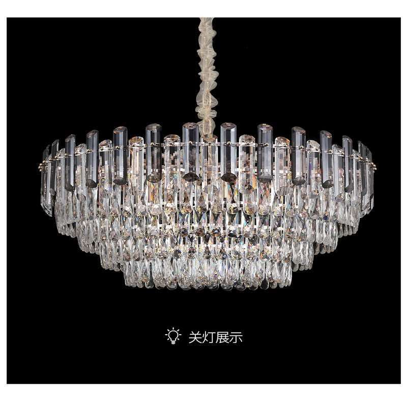 French all -copper living room chandelier American retro bedroom restaurant lights Italian light luxury lamp creative crystal chandelier