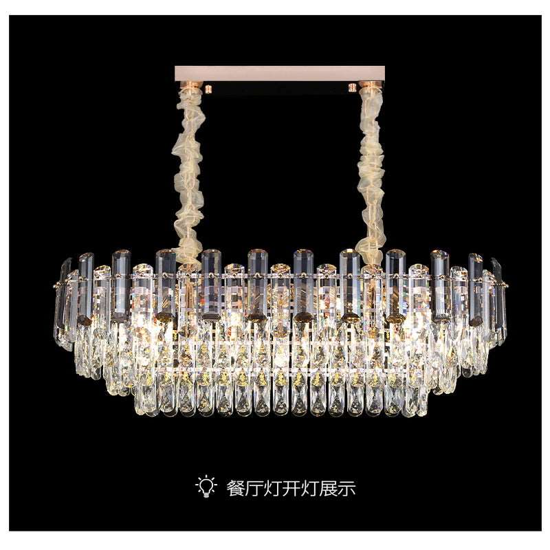 French all -copper living room chandelier American retro bedroom restaurant lights Italian light luxury lamp creative crystal chandelier