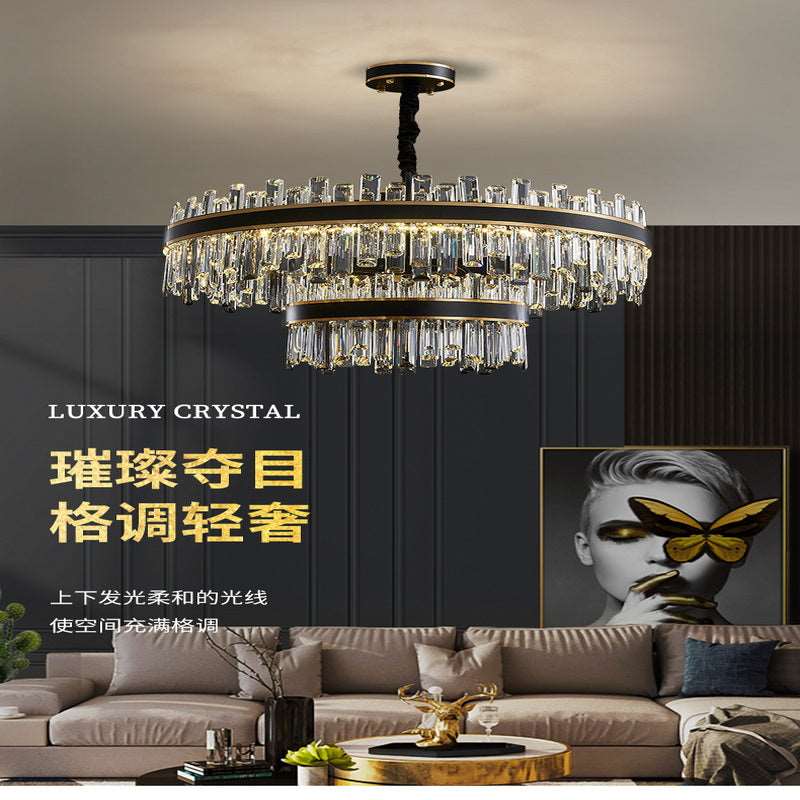 French all -copper living room chandelier American retro bedroom restaurant lights Italian light luxury lamp creative crystal chandelier