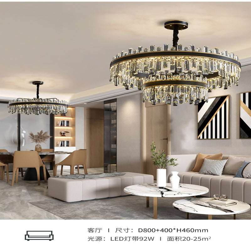 French all -copper living room chandelier American retro bedroom restaurant lights Italian light luxury lamp creative crystal chandelier