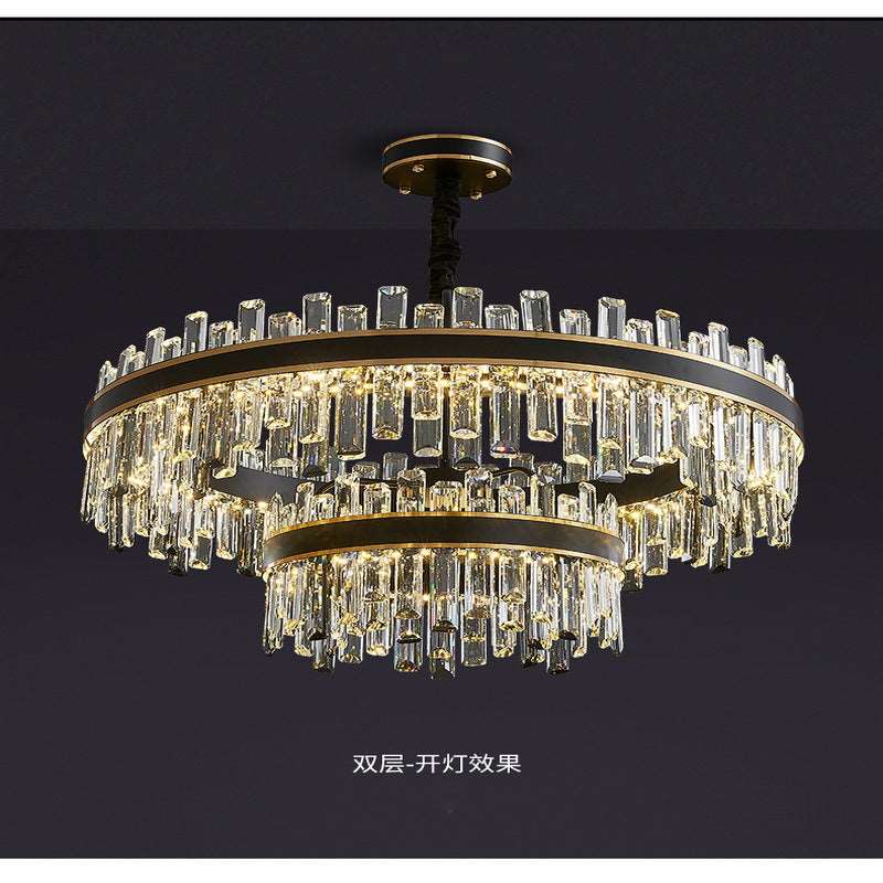 French all -copper living room chandelier American retro bedroom restaurant lights Italian light luxury lamp creative crystal chandelier