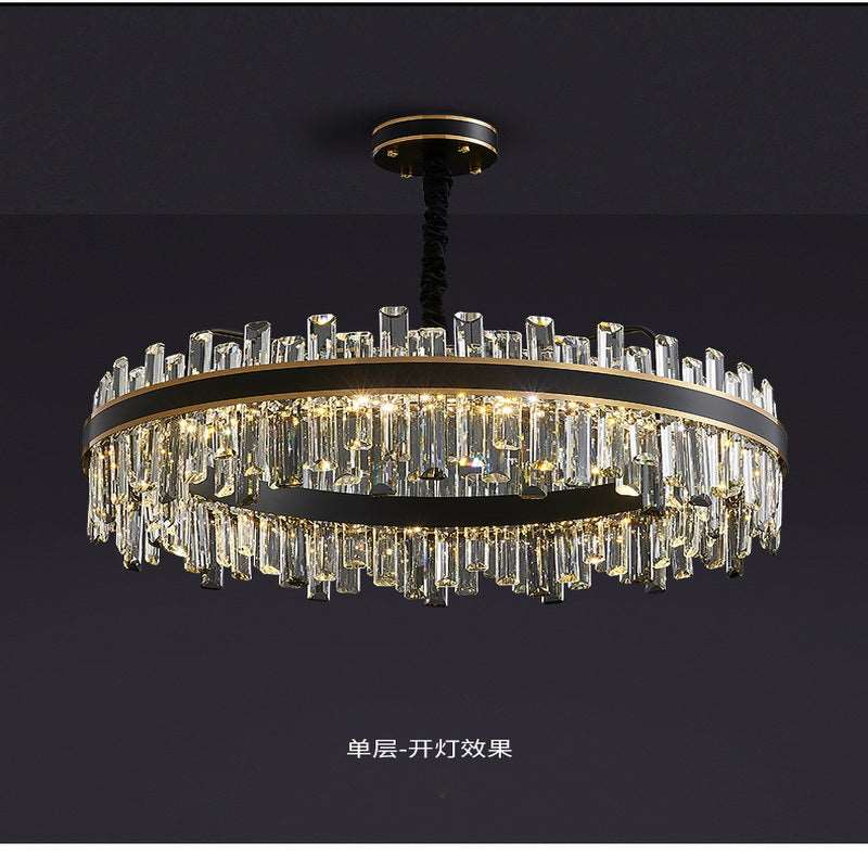 French all -copper living room chandelier American retro bedroom restaurant lights Italian light luxury lamp creative crystal chandelier