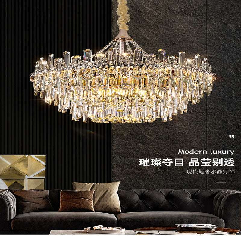 French all -copper living room chandelier American retro bedroom restaurant lights Italian light luxury lamp creative crystal chandelier