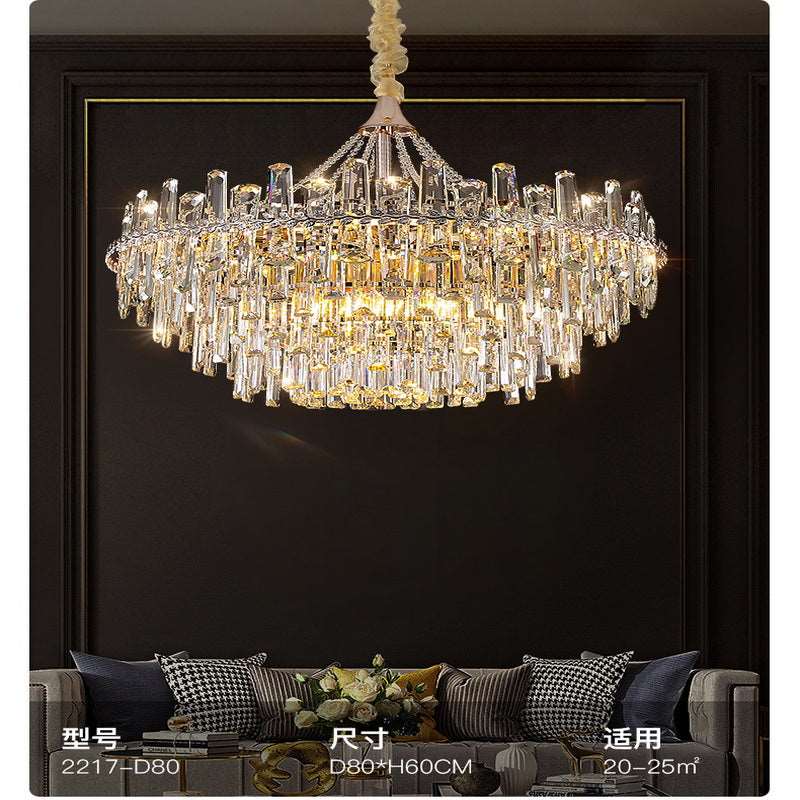 French all -copper living room chandelier American retro bedroom restaurant lights Italian light luxury lamp creative crystal chandelier