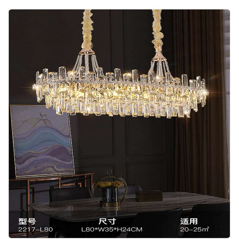 French all -copper living room chandelier American retro bedroom restaurant lights Italian light luxury lamp creative crystal chandelier