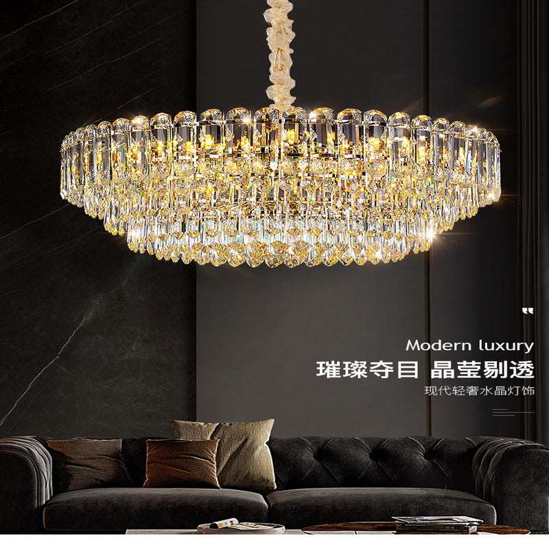 French all -copper living room chandelier American retro bedroom restaurant lights Italian light luxury lamp creative crystal chandelier