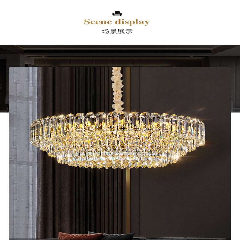 French all -copper living room chandelier American retro bedroom restaurant lights Italian light luxury lamp creative crystal chandelier