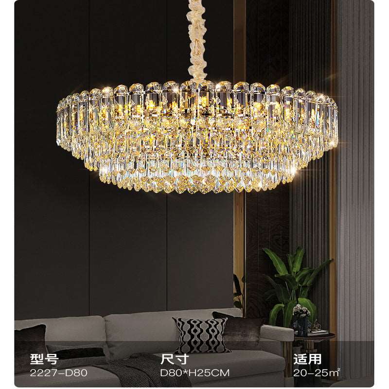 French all -copper living room chandelier American retro bedroom restaurant lights Italian light luxury lamp creative crystal chandelier