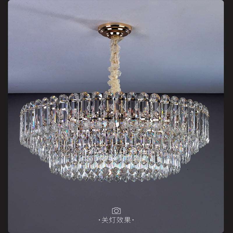 French all -copper living room chandelier American retro bedroom restaurant lights Italian light luxury lamp creative crystal chandelier