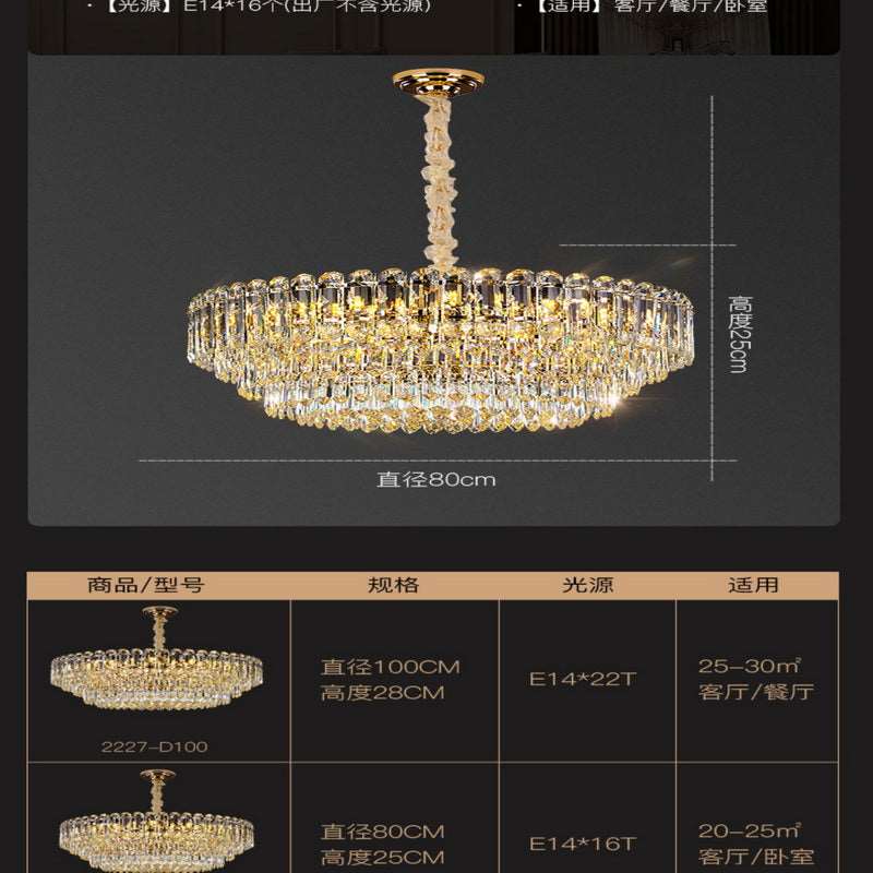 French all -copper living room chandelier American retro bedroom restaurant lights Italian light luxury lamp creative crystal chandelier