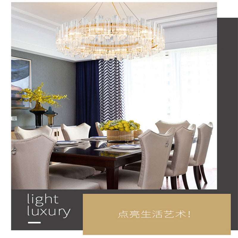 French all -copper living room chandelier American retro bedroom restaurant lights Italian light luxury lamp creative crystal chandelier