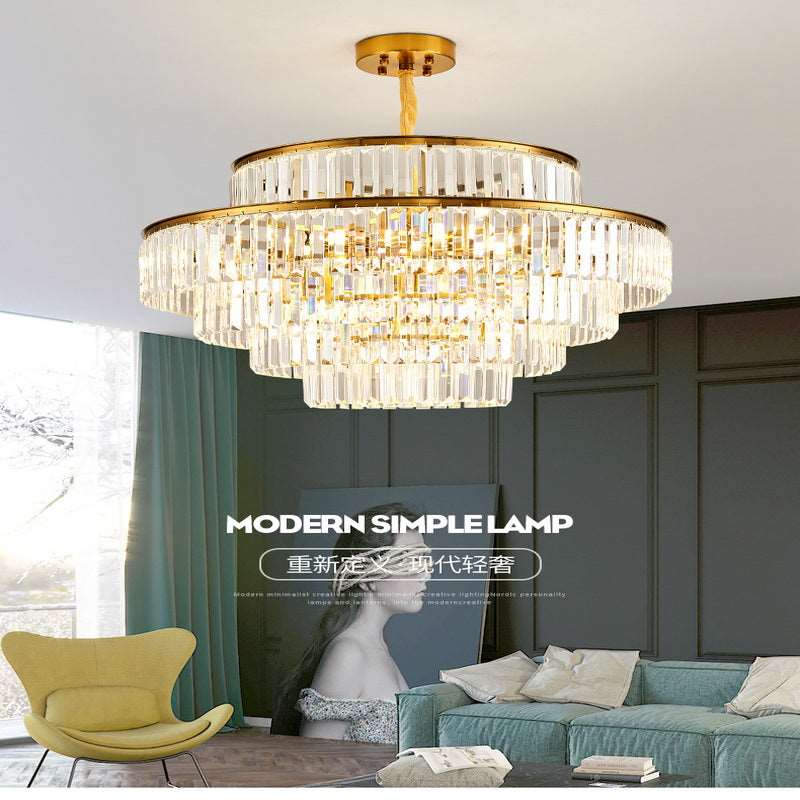 French all -copper living room chandelier American retro bedroom restaurant lights Italian light luxury lamp creative crystal chandelier