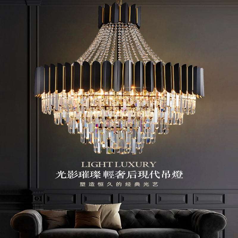 French all -copper living room chandelier American retro bedroom restaurant lights Italian light luxury lamp creative crystal chandelier