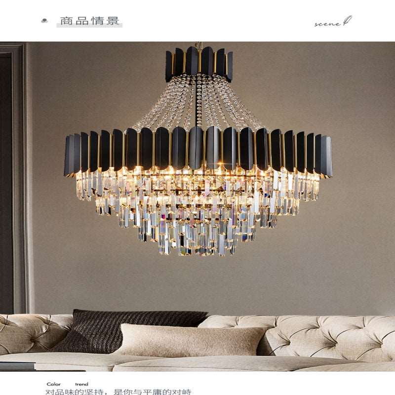 French all -copper living room chandelier American retro bedroom restaurant lights Italian light luxury lamp creative crystal chandelier