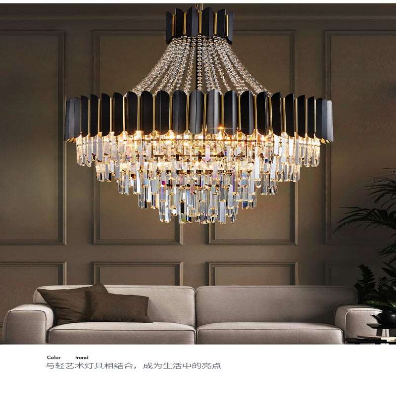 French all -copper living room chandelier American retro bedroom restaurant lights Italian light luxury lamp creative crystal chandelier