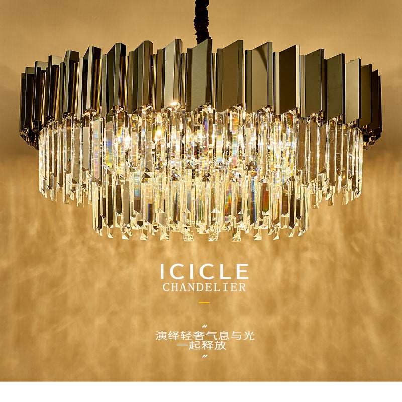 French all -copper living room chandelier American retro bedroom restaurant lights Italian light luxury lamp creative crystal chandelier