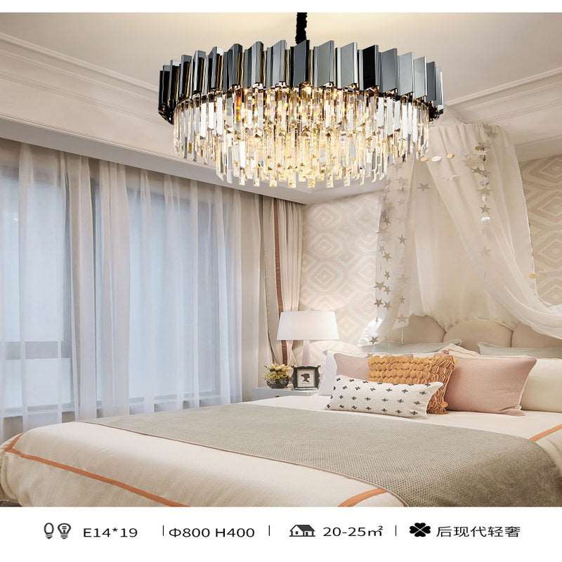 French all -copper living room chandelier American retro bedroom restaurant lights Italian light luxury lamp creative crystal chandelier