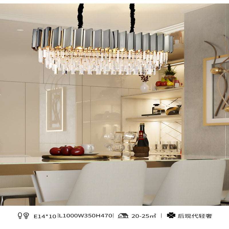 French all -copper living room chandelier American retro bedroom restaurant lights Italian light luxury lamp creative crystal chandelier