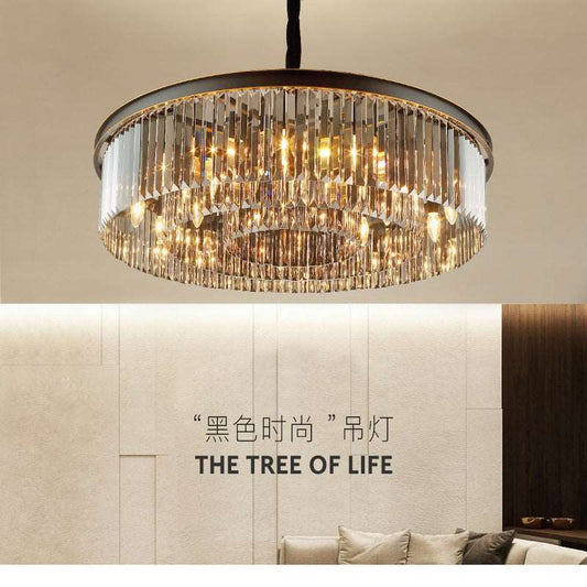 French all -copper living room chandelier American retro bedroom restaurant lights Italian light luxury lamp creative crystal chandelier