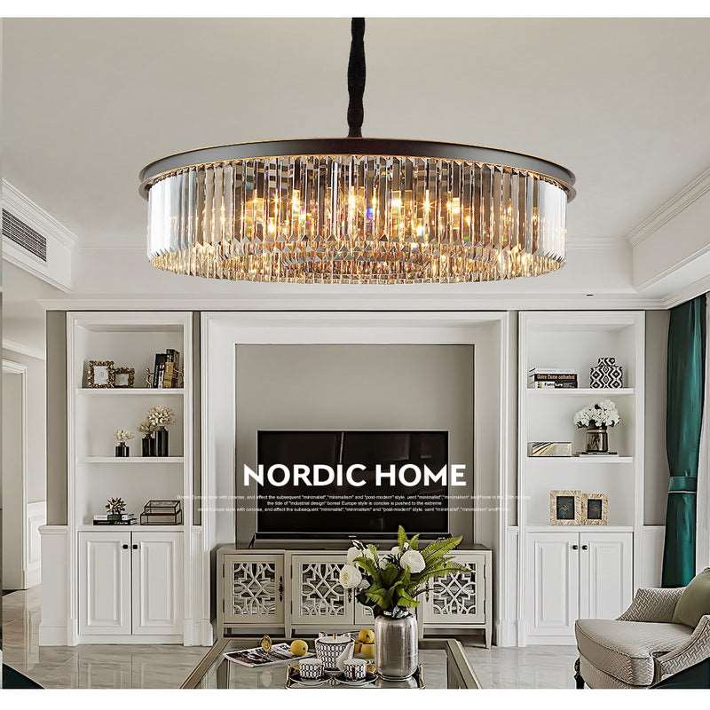 French all -copper living room chandelier American retro bedroom restaurant lights Italian light luxury lamp creative crystal chandelier