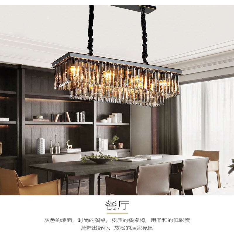 French all -copper living room chandelier American retro bedroom restaurant lights Italian light luxury lamp creative crystal chandelier