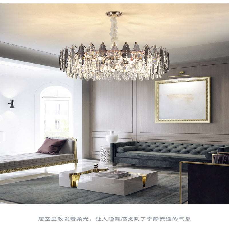 French all -copper living room chandelier American retro bedroom restaurant lights Italian light luxury lamp creative crystal chandelier