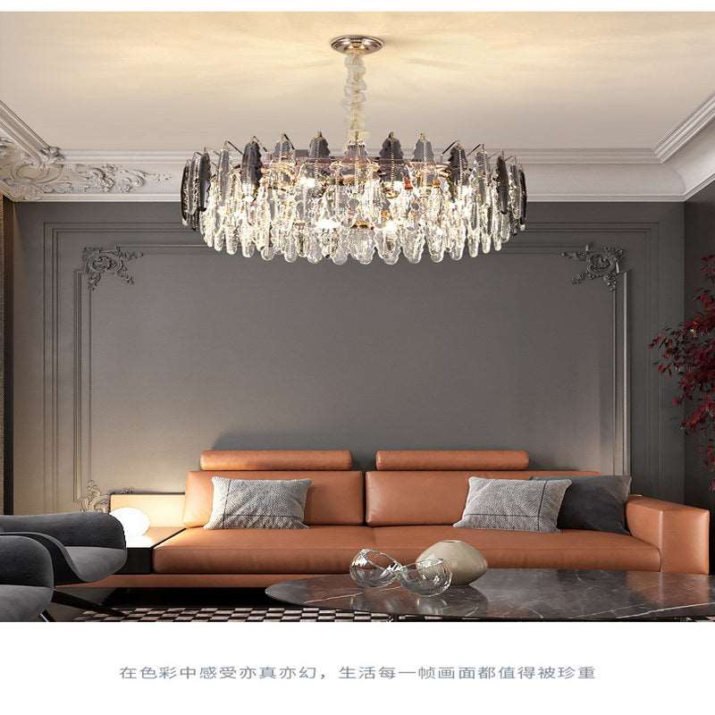 French all -copper living room chandelier American retro bedroom restaurant lights Italian light luxury lamp creative crystal chandelier