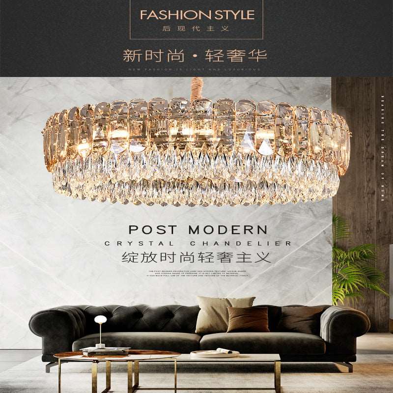 French all -copper living room chandelier American retro bedroom restaurant lights Italian light luxury lamp creative crystal chandelier