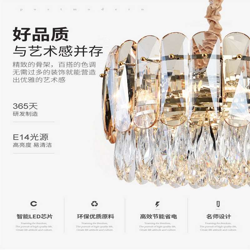 French all -copper living room chandelier American retro bedroom restaurant lights Italian light luxury lamp creative crystal chandelier