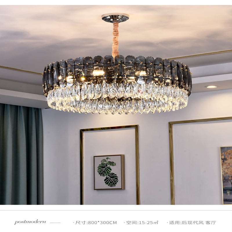 French all -copper living room chandelier American retro bedroom restaurant lights Italian light luxury lamp creative crystal chandelier