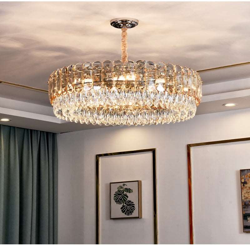 French all -copper living room chandelier American retro bedroom restaurant lights Italian light luxury lamp creative crystal chandelier