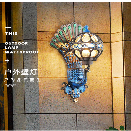 Outdoor wall lamp waterproof European villa landscape courtyard gate creative peacock corridor balcony outdoor wall led